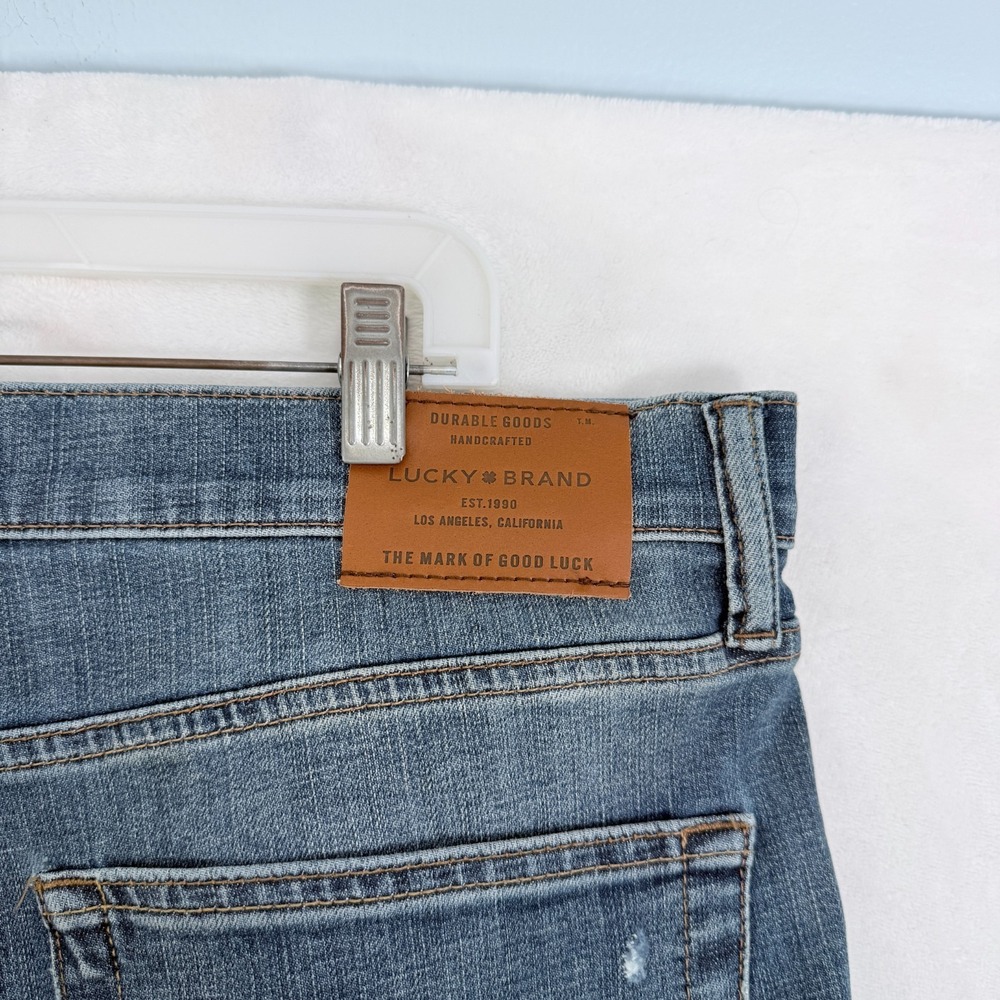 Lucky Brand 363 Vintage Jeans Mens 36x32 Blue Whisker Stretch Distressed - Picture 10 of 12